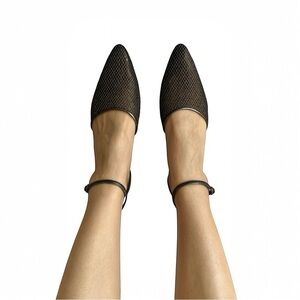 YVES SAINT LAURENT Vintage 90s Deadstock YSL Mesh Pointed Toe Slingback Heels